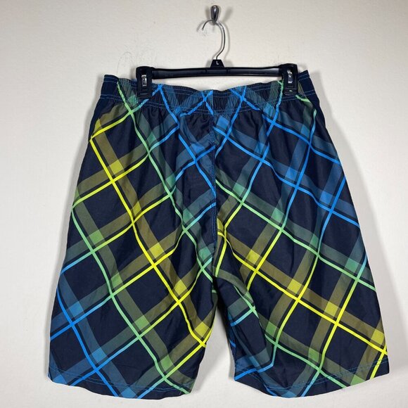 Speedo Men's Blue Black Green Plaid Swim Trunks Beach Summer Medium! - Picture 4 of 5